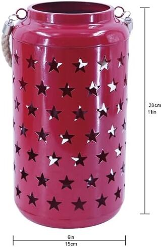 Red Star Metal Lantern Decoration Christmas Lantern for Home and Indoor Outdoor Party Decoration. in Saudi Arabia