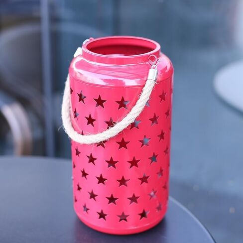Red Star Metal Lantern Decoration Christmas Lantern for Home and Indoor Outdoor Party Decoration. in Saudi Arabia