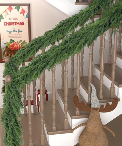 bedee Christmas Garland, 6 ft Norfolk Pine Garland with Light, Real Touch Artificial Plants for Indoor Christmas Decorations (4 Pack) in Saudi Arabia