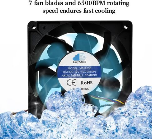 120mm Cooling Miner Fan High Speed Dual Ball Bearing Bitcoin(BTC) Mining Machine Fan, Asic Antminer Replacement Fan for Bitmain S19, L7, S9, L3+, K7, KA3, Z15, D9, E9 Mining Rig, 4Pin - 10 Pack in Saudi Arabia