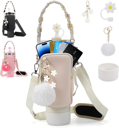 Stanley Cup Accessories Set Including Water Bottle Carrier Bag,Water Bottle Holder with Strap,Straw Cover,Stanley Charms,Silicone Boot for Stanley 40oz 30oz Tumbler in Saudi Arabia