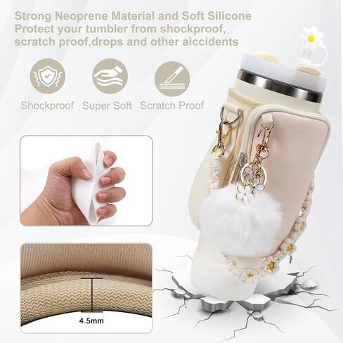 Stanley Cup Accessories Set Including Water Bottle Carrier Bag,Water Bottle Holder with Strap,Straw Cover,Stanley Charms,Silicone Boot for Stanley 40oz 30oz Tumbler in Saudi Arabia