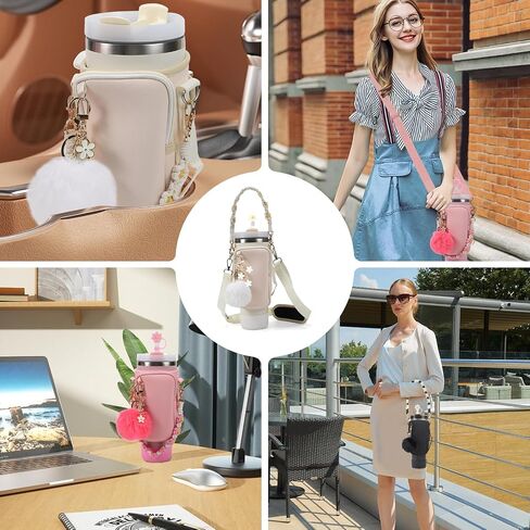 Stanley Cup Accessories Set Including Water Bottle Carrier Bag,Water Bottle Holder with Strap,Straw Cover,Stanley Charms,Silicone Boot for Stanley 40oz 30oz Tumbler in Saudi Arabia