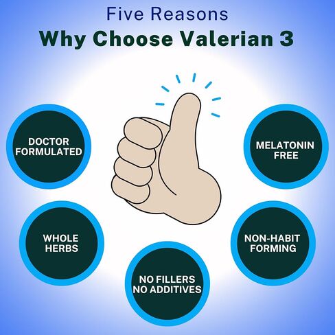 Valerian 3, MD Formulated Herbal Sleep Aid - Valerian Root for Sleep with Bacopa, Gotu kola, Holy Basil, Non-Habit Forming, No Melatonin, No Extract, 90 Vegan Tablets in Saudi Arabia