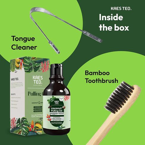 Whitening Pulling Oil with Coconut Oil & Peppermint Essential Oil for Teeth & Gums, Bad Breath Treatment for Adults, Teeth Whitening Mouthwash, Alcohol & Fluoride Free Mouthwash (8 Fl.Oz) in Saudi Arabia
