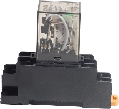 مرحل الطاقة الكهرومغناطيسية 2 قطعة 10A12V 8-pin تيار مستمر لفائف المقبس قاعدة DPDT أضواء مؤشر LED DIN السكك الحديدية جبل in Kuwait