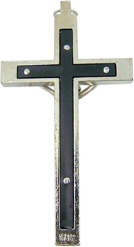 Silver Toned Catholic Cross Crucifix with Black Inlay, 2 3/4 Inch in Saudi Arabia