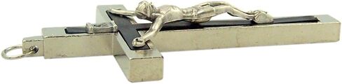 Silver Toned Catholic Cross Crucifix with Black Inlay, 2 3/4 Inch in Saudi Arabia