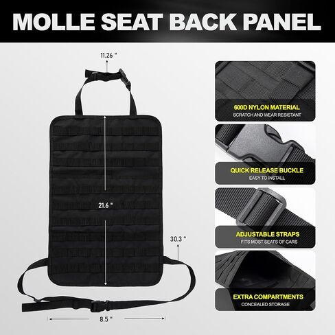 Universal Tactical Seat Back Organizer,Car Seat Back Bag, Vehicle Panel Protector Organizer with 5 Different Size Detachable Molle Pouch.Fits for Jeep,Truck,SUV, etc in Saudi Arabia