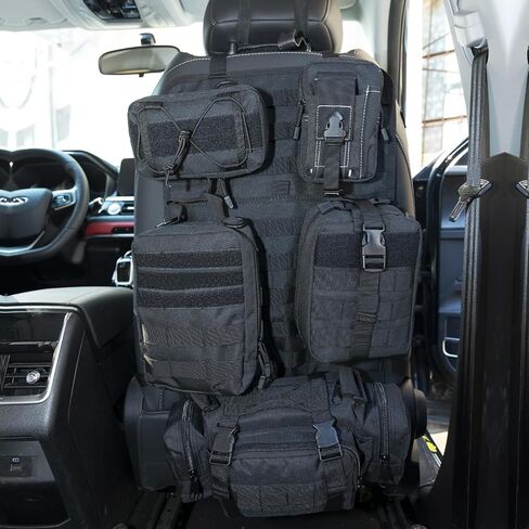 Universal Tactical Seat Back Organizer,Car Seat Back Bag, Vehicle Panel Protector Organizer with 5 Different Size Detachable Molle Pouch.Fits for Jeep,Truck,SUV, etc in Saudi Arabia