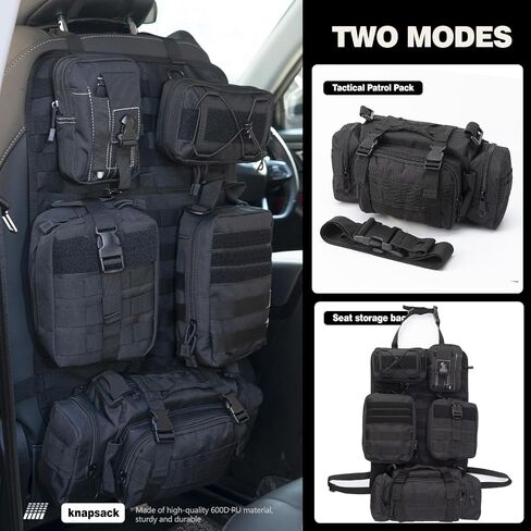 Universal Tactical Seat Back Organizer,Car Seat Back Bag, Vehicle Panel Protector Organizer with 5 Different Size Detachable Molle Pouch.Fits for Jeep,Truck,SUV, etc in Saudi Arabia
