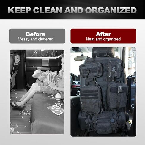 Universal Tactical Seat Back Organizer,Car Seat Back Bag, Vehicle Panel Protector Organizer with 5 Different Size Detachable Molle Pouch.Fits for Jeep,Truck,SUV, etc in Saudi Arabia