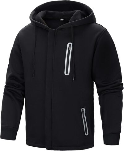 Hoodies for Men Casual Long Sleeve Mens Zip up Hoodies Hooded Fleece Sweatshirts with Pocket in Saudi Arabia