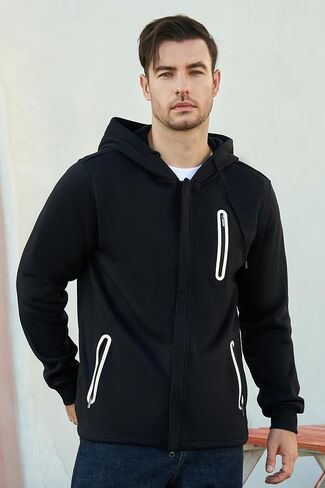 Hoodies for Men Casual Long Sleeve Mens Zip up Hoodies Hooded Fleece Sweatshirts with Pocket in Saudi Arabia
