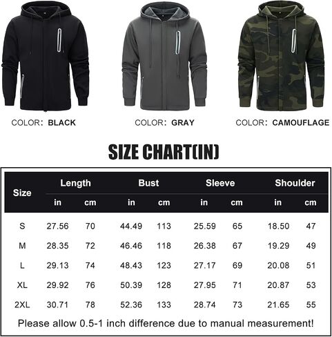 Hoodies for Men Casual Long Sleeve Mens Zip up Hoodies Hooded Fleece Sweatshirts with Pocket in Saudi Arabia