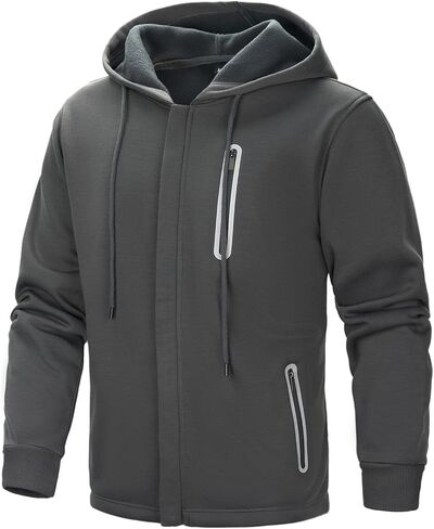 Hoodies for Men Casual Long Sleeve Mens Zip up Hoodies Hooded Fleece Sweatshirts with Pocket in Saudi Arabia