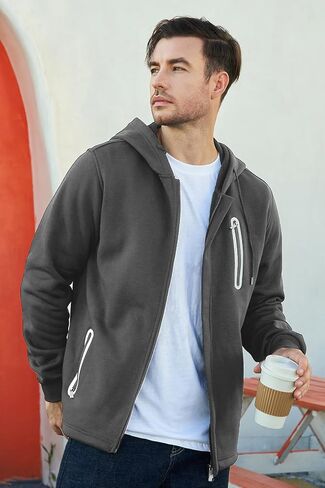 Hoodies for Men Casual Long Sleeve Mens Zip up Hoodies Hooded Fleece Sweatshirts with Pocket in Saudi Arabia
