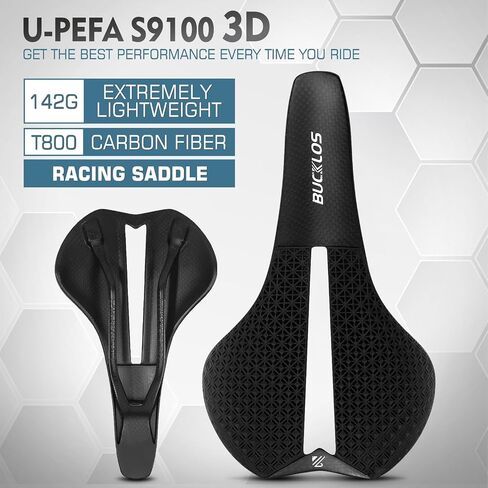 BUCKLOS 3D Printed Bike Saddle Road Bike Mountain Bike Seat Cushion，Full Carbon Fiber Mountain Bike Bicycle Saddle - Support Road MTB BMX and Gravel Bike in Kuwait