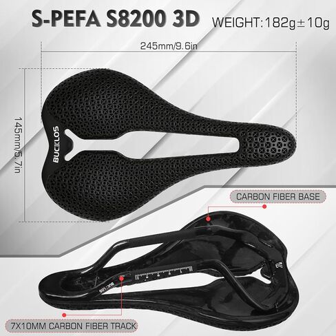 BUCKLOS 3D Printed Bike Saddle Road Bike Mountain Bike Seat Cushion，Full Carbon Fiber Mountain Bike Bicycle Saddle - Support Road MTB BMX and Gravel Bike in Kuwait
