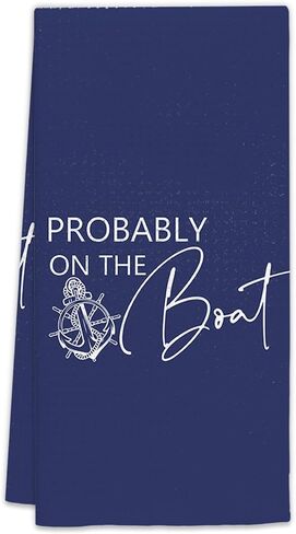 Navy Blue Nautical Kitchen Towels, Boat Owners Gifts Dish Towels, Navy Blue Probably on The Boat Decorative Hand Towels for Bathroom Kitchen, Blue Nautical Bathroom Kitchen Decor(16x24 Inch) in Saudi Arabia