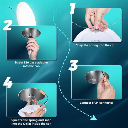 FREELICHT 6 Pack Retrofit LED Recessed Lighting 6 Inch, Selectable 2700K/3000K/4000K/5000K/6000K, Dimmable Flat LED Can Lights, 10W=110W, 1000LM, IC & Damp Rated, ETL & FCC Certified in Saudi Arabia