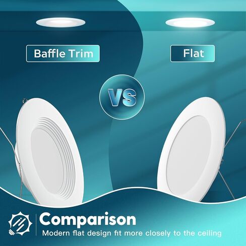 FREELICHT 6 Pack Retrofit LED Recessed Lighting 6 Inch, Selectable 2700K/3000K/4000K/5000K/6000K, Dimmable Flat LED Can Lights, 10W=110W, 1000LM, IC & Damp Rated, ETL & FCC Certified in Saudi Arabia