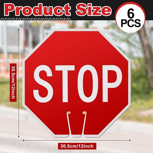 Geetery 6 Pcs Stop Signs 12 x 12 Inches Street Road Sign Traffic Warning Signs PVC Double Sided Traffic Cone Sign for Street Road Barricade Outdoor Weather Resistant Construction in Kuwait