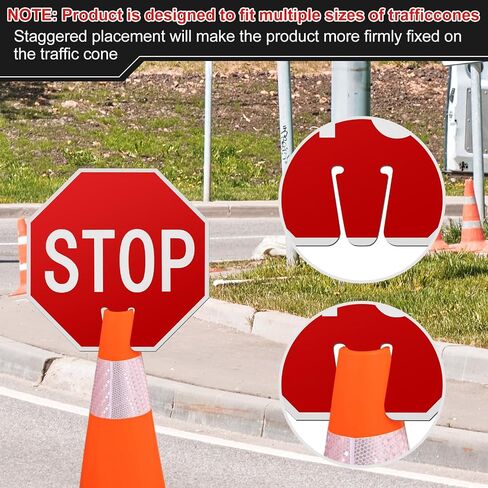 Geetery 6 Pcs Stop Signs 12 x 12 Inches Street Road Sign Traffic Warning Signs PVC Double Sided Traffic Cone Sign for Street Road Barricade Outdoor Weather Resistant Construction in Kuwait