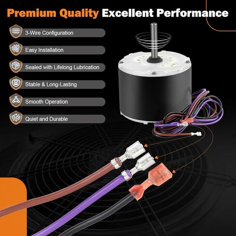 0131M00060SP، استبدال محرك مروحة 1/6HP متوافق مع محرك مروحة مكثف مكيف الهواء Goodman، سرعة واحدة، 208-230 فولت، لطراز Zongshan Broad-Ocean Co موديل YDK-120S83262-01 in Kuwait