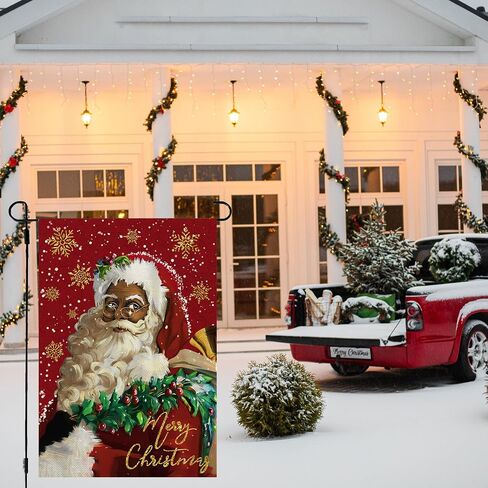 African American Christmas Christmas Decorations Black Santa Claus Garden Flag Christmas Decor Merry New year Xmas Decor Christmas Decorations for Home Party in Saudi Arabia