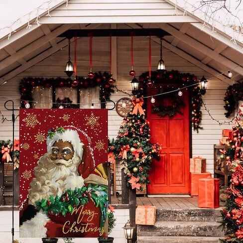 African American Christmas Christmas Decorations Black Santa Claus Garden Flag Christmas Decor Merry New year Xmas Decor Christmas Decorations for Home Party in Saudi Arabia