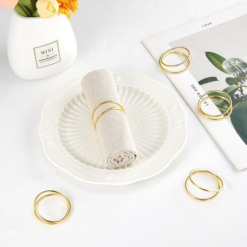 50Pcs Napkin Rings Gold Napkin Rings Metal Spiral Napkin Rings Napkin Holders Buckles for Wedding, Christmas, Thanksgiving, Dinner Party, Table Decorations in Saudi Arabia