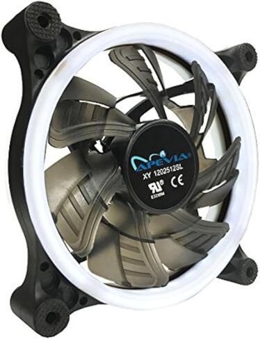 APEVIA 12L-CWH 120mm Silent Dual Rings White LED Fan with 32 x LEDs & 8 x Anti-Vibration Rubber Pads in Kuwait