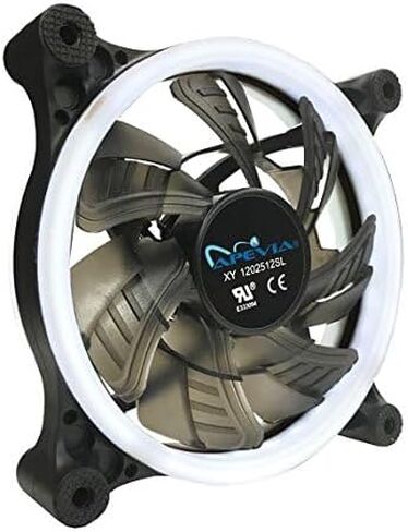 APEVIA 12L-CWH 120mm Silent Dual Rings White LED Fan with 32 x LEDs & 8 x Anti-Vibration Rubber Pads in Kuwait