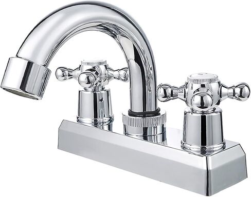 SOLVEX 2 Handle Bathroom Faucet 4 Inch Centerset Bathroom Sink Faucet,3 Hole Bathroom Faucet Chrome,Bathroom Basin Faucet with Deck Mounted Cross Handle,SP-40005 in Saudi Arabia