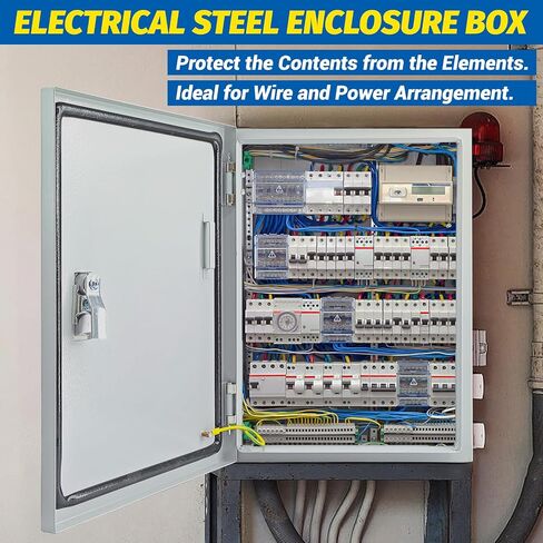 Electrical Box 16 x 12 x 8'' Steel Electrical Junction Box，NEMA 4X Steel Enclosure Box，Indoor&Outdoor Electrical Box Waterproof & Dustproof，Wall Mounted Universal，with Lock & Mounting Plate in Saudi Arabia