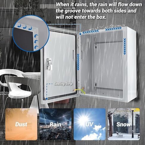 Electrical Box 16 x 12 x 8'' Steel Electrical Junction Box，NEMA 4X Steel Enclosure Box，Indoor&Outdoor Electrical Box Waterproof & Dustproof，Wall Mounted Universal，with Lock & Mounting Plate in Saudi Arabia