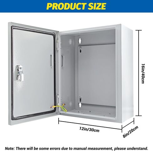Electrical Box 16 x 12 x 8'' Steel Electrical Junction Box，NEMA 4X Steel Enclosure Box，Indoor&Outdoor Electrical Box Waterproof & Dustproof，Wall Mounted Universal，with Lock & Mounting Plate in Saudi Arabia