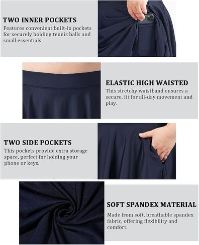 Moon Wood Knee Length Skirts for Women 4 Pockets High Waisted Plus Size Womens Tennis Skirt Athletic Golf Skirts with Shorts in Saudi Arabia
