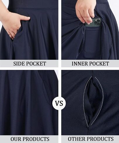Moon Wood Knee Length Skirts for Women 4 Pockets High Waisted Plus Size Womens Tennis Skirt Athletic Golf Skirts with Shorts in Saudi Arabia