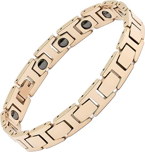 سوار رجالي - سوار مغناطيسي فائق القوة من فولاذ التنجستين - حجر الجرمانيوم - ذهب عيار 18 قيراط، مجوهرات رجالية أنيقة، متوفر أيضًا كسوار تنجستن للرجال - طراز معاصر مع التركيز على سوار التنجستين الرجالي in Kuwait