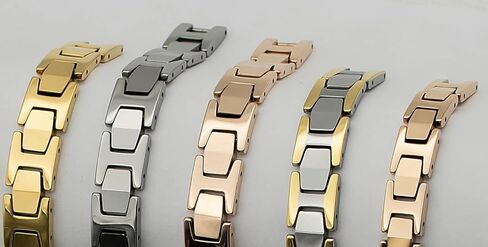 سوار رجالي - سوار مغناطيسي فائق القوة من فولاذ التنجستين - حجر الجرمانيوم - ذهب عيار 18 قيراط، مجوهرات رجالية أنيقة، متوفر أيضًا كسوار تنجستن للرجال - طراز معاصر مع التركيز على سوار التنجستين الرجالي in Kuwait