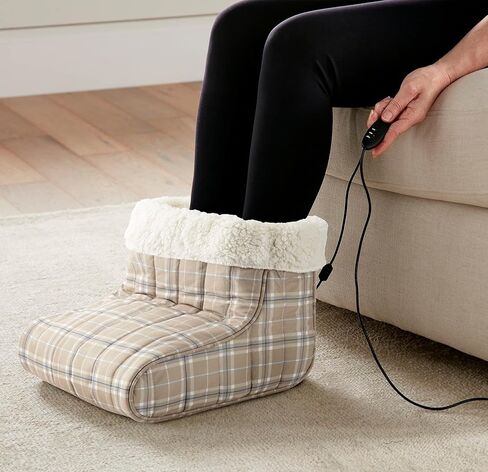 Thermee Micro Flannel Heated Foot Warmer, No More Cold Feet with Sherpa Fleece, 2-hr Safety Shut-Off, Multi Color in Saudi Arabia