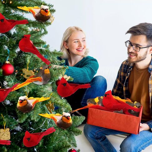 12 Pcs Christmas Cardinal Clip on Christmas Tree Ornament 5.12 inch Male and Female Love Cardinal Birds Clip Bulk Bird Craft Ornament for Christmas Decor Home Centerpieces Crafts in Saudi Arabia