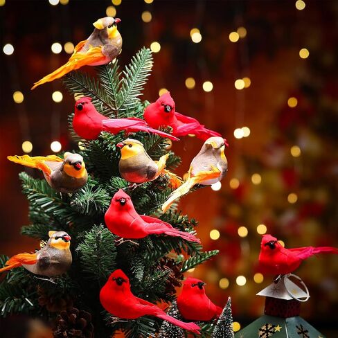 12 Pcs Christmas Cardinal Clip on Christmas Tree Ornament 5.12 inch Male and Female Love Cardinal Birds Clip Bulk Bird Craft Ornament for Christmas Decor Home Centerpieces Crafts in Saudi Arabia