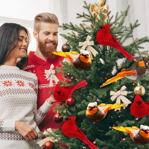 12 Pcs Christmas Cardinal Clip on Christmas Tree Ornament 5.12 inch Male and Female Love Cardinal Birds Clip Bulk Bird Craft Ornament for Christmas Decor Home Centerpieces Crafts in Saudi Arabia