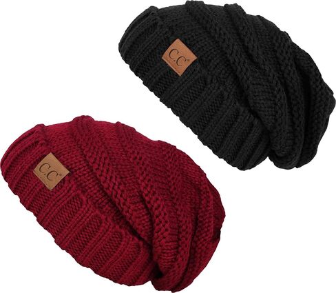 Funky Junque Trendy Warm Oversized Chunky Soft Oversized Cable Knit Slouchy Beanie in Kuwait