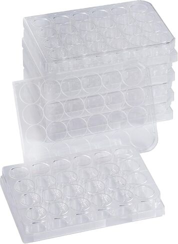 24-Well Polystyrene Cell Culture Plates with Lids, 10 Pcs Individual Wrapped Plates, Sterile, Tissue Culture Treated Plate for Laboratory Chemical Reaction in Saudi Arabia