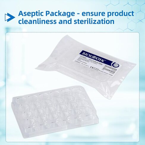 24-Well Polystyrene Cell Culture Plates with Lids, 10 Pcs Individual Wrapped Plates, Sterile, Tissue Culture Treated Plate for Laboratory Chemical Reaction in Saudi Arabia