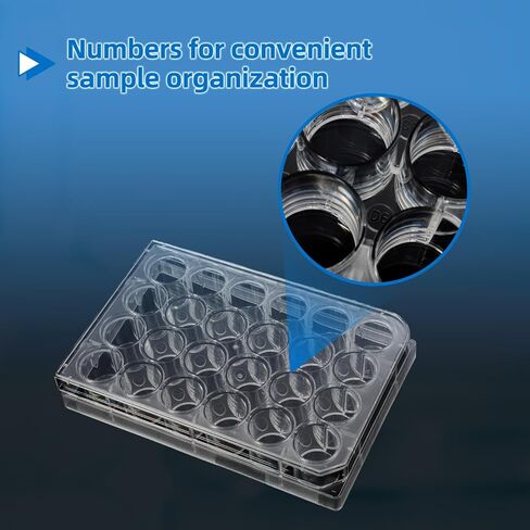 24-Well Polystyrene Cell Culture Plates with Lids, 10 Pcs Individual Wrapped Plates, Sterile, Tissue Culture Treated Plate for Laboratory Chemical Reaction in Saudi Arabia